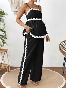 SHEIN Set de 2 piezas de top y pantalones de maternidad, simples y elegantes, adecuados para el verano