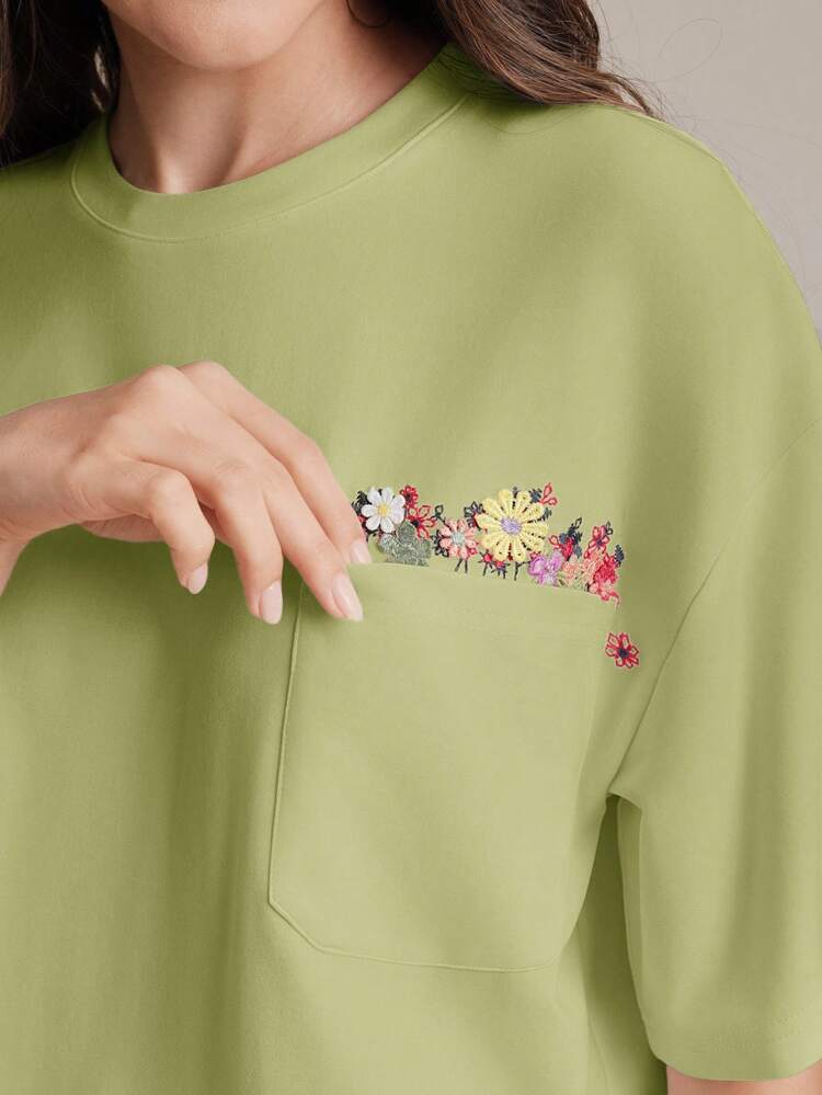 Blusas Casuais Femininas, de Praia, de Verão, Camiseta Elegante com Bordado, Primavera Verão