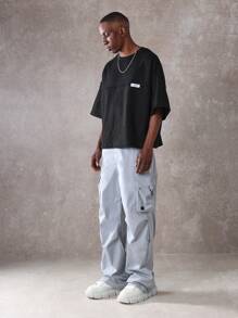 SUMWON Ultra-Wide Parachute Cargo Pants Performance Loose Fit Technical Streetwear Elastic Drawstring Festival Athletic Urban Fashion Bottoms