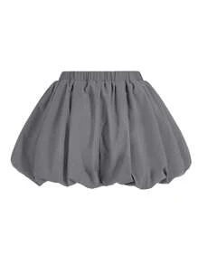 COSMINA 女士簡約純色日常氣墊短褲 - 灰色 - 查看 2