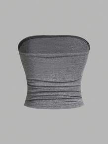 SHEIN EZwear 3件套女士休闲褶皱露脐吊带背心套装 - 彩色 - 查看 5