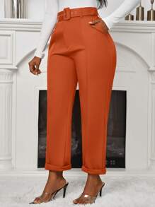 VaVaBold 女士秋季腰带休闲紧身裤 - 橘色 - 查看 5