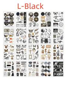 SHEIN 20 piezas Libro de pegatinas de decoración de papel japonés, libro de pegatinas de decoración para mascotas, pegatinas vintage para manualidades y decoración de scrapbooking - Multicolor - Ver 16