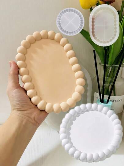 Molde de silicona en forma de huevo para hacer tazas burbujeantes, molde para bandeja de almacenamiento de cemento, molde de resina Jesmonite DIY para hacer platos