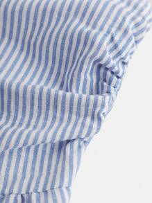 SHEIN Nova Glow 少女及配套女童日常休闲时尚条纹编织连体裤，带抹胸上衣 - 藍色 - 查看 5