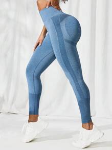 Easithlete Seamless High Stretch Sports Leggings Yoga Women Pants - Dusty Blue - View 5