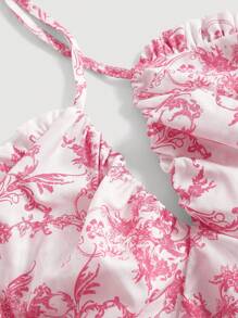 SHEIN MOD 大码女式植物印花交叉后背背心，适合度假