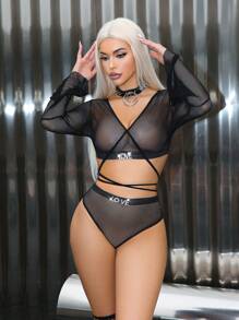 AltCore 2pcs/Set Sexy Mesh Women's Lingerie Set
