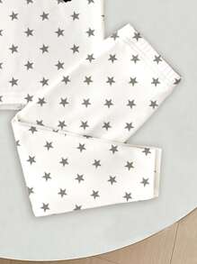 SHEIN I LOVE MUMMY Boys Cartoon Pattern Short Sleeve T-Shirt & Pants Pajama Set, Snug Fit, Suitable For Spring & Summer