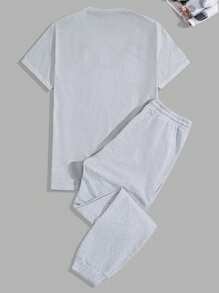 RueChic Set di Maglietta e pantaloni da uomo in cotone con stampa di lettere