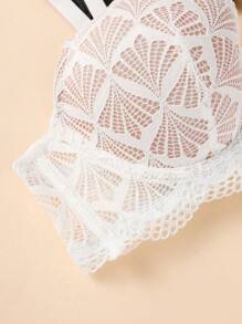 2 Peças Conjunto de Sutiã de Lingerie com Armação de Renda para Mulheres