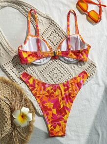 Swim Mod Women's 2pcs/Set Swimwear Bikini Set With Adjustable Shoulder Strap & Random Pattern, Suitable For Summer Beach Vacation - Multicolor - View 7