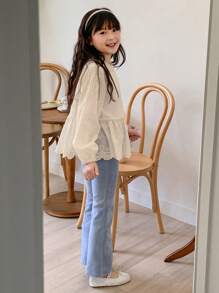 Dazy Kids 秋季少女衬衫 - 杏色 - 查看 5