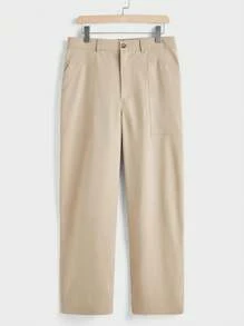 Manfinity VCAY Men's Woven Long Straight Casual Pants, Suitable For Daily Wear