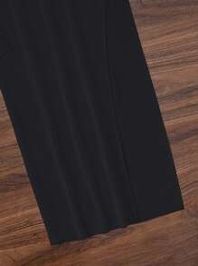 Swim SXY 3 件套夏季度假女士性感纯色金色配饰吊带比基尼 + 三角裤 + 高腰开叉长裙泳装 - 黑色 - 查看 4