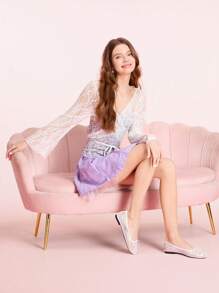 CUCCOO DOLLMOD Women's Fashionable Black Mesh Flats - White - View 10