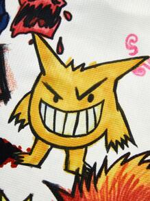 Manfinity EMRG Men Street Graffiti Punk Style Hooded Sweatshirt And Sweatpants Set