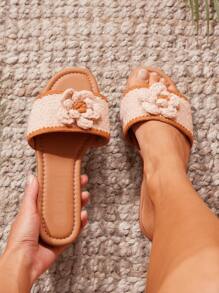 SHUZIA Women's Open Round Toe Espadrille Detailing Beige Slip On Sandals - White - View 4