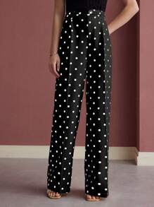 MOTF PREMIUM POLKA DOT SLANT POCKET PANTS - Black - View 7