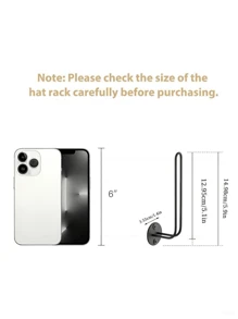 1pc L-Shaped Iron Wire Baseball Cap Holder Wall-Mounted Hat Rack Hat Organizer Room Decor Storage Organizer - Black - View 5