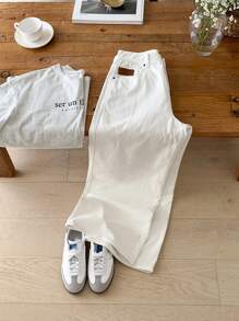 DAZY Women's Pockets Wide Leg Loose Casual Versatile Jeans