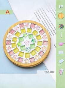 1set Diy Mosaic Coaster Material Kit For Parent-Child Activities, Girls' Toy, Handmade Diy Material