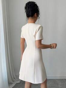 Franclia Vestito donna a maniche corte di colore unito, semplice elegante e di stile, adatto per l'estate
