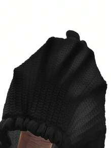 SHEIN WYWH 大码女式针织束带紧身胸衣上衣，配珍珠纽扣，浪漫的春假分层单品 - 黑色 - 查看 7