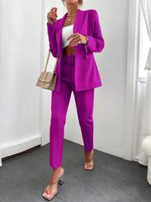 SHEIN Sjaalkraag Enkele knop Blazer & broek