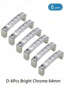 1pc/6pcs puxadores de gaveta de cristal, alças de metal transparentes quadradas de diamante, botões sólidos de furo duplo para armário de vinho, guarda-roupa, armário com parafusos, espaçamento de furo de 64 mm/96 mm/128 mm, ferragens para móveis