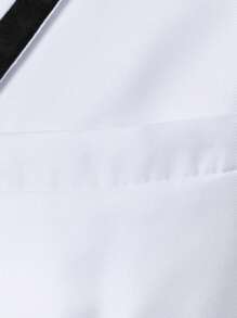 Manfinity Homme 2pcs Men's Contrast Trim Suit Set: Blazer And Pants - White - View 5