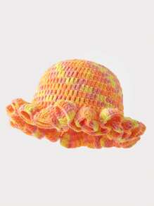 Handgemachte gehäkelte Rüschen Batik gewellte Kante gestrickte Beanie Mütze für Damen