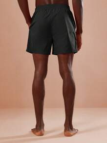 SUMWON Premium Athletic Swim Trunks With Urban Graffiti Logo Design, Beach Vacation Swimming Board Shorts, Summer Water Sports Surf Wear, Pool Party Essential - Black - View 4