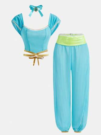 3pcs/Set Teenage Girls  Outfit, Includes Top, Pants And Headband