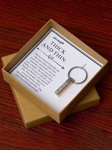 1pc Thick And Thin Keychain For Best Friend, Stainless Steel Keychain,Inspirational Friendship Keychain For Women & Men, Birthday Gift Box, Sentimental Friends Gifts, Sisters Tribe Friendship Gift, Birthday Gift, Key Chain Toy Pendant For Key Bag Cloth, Birthday Anniversary Party Gifts Supplies, Holiday Accessory,Christmas - Multicolor - View 2