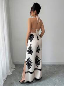 Chiquease Fashion European & American Style Sexy Backless High Waist Printed Jumpsuit Pants For Women - Multicolor - View 2