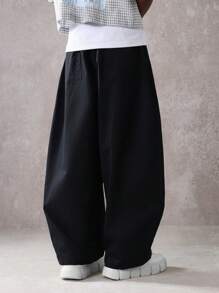 SUMWON 超宽灯笼裤高级时尚宽松日本街头风格宽松套穿长裤，松紧腰休闲秋冬裤