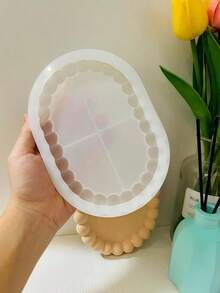 Egg-Shaped Bubble Cup Pad Cement Mold, Concrete Tray Storage Silicon Mold, Diy Jesmonite Resin Dish Mold - White - View 6