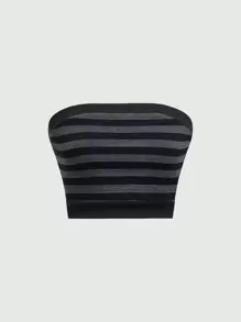 ROMWE Grunge Punk Striped Stretchy Casual Tube Top For Women - Multicolor - View 1