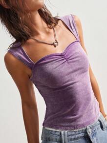 Bohemela Boho Women's Backless Solid Color Knitted Crop Top, Bohemian Style For Summer - Purple - View 5