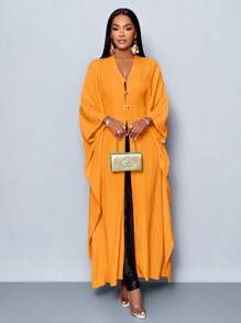 SOLERSUN Women's Loose Solid Color Casual Long Shirt For Summer/Spring - Orange - View 3