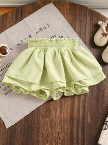 Genkimix Kids Young Girl' Cute Layered Ruffle Skort, Spring/Summer - Mustard Yellow - View 1