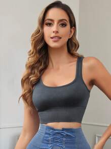 SHEIN 1pc Women Seamless Shaping Camisole Top - Black - View 5