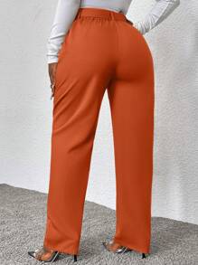 VaVaBold 女士秋季腰带休闲紧身裤 - 橘色 - 查看 2