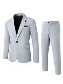 Manfinity Mode Conjunto de chaqueta y pantalón de unicolor para hombre