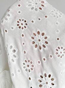 EMERY ROSE Women V-Neck White Lace Long Sleeve Dress - White - View 8