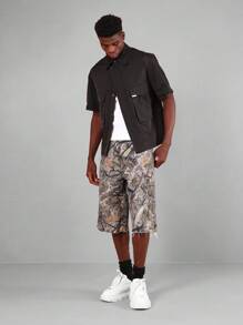 SUMWON Premium Camouflage Print Denim Shorts Distressed Raw Hem Festival Summer Casual Street Style Urban Fashion Mid-Thigh Cargo Cut Outdoor Adventure Wear - Multicolor - View 2