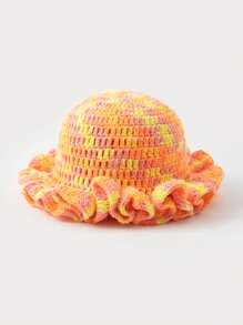 Handgemachte gehäkelte Rüschen Batik gewellte Kante gestrickte Beanie Mütze für Damen