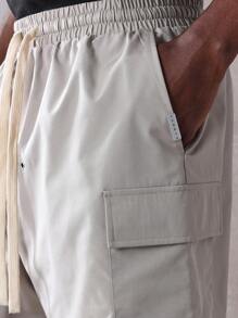 SUMWON Relaxed Fit Nylon Cargo Shorts With Drawcord, Adventure Ready Outdoor Performance Shorts, Summer Travel Hiking Trekking Casual Wear, Moisture Wicking Breathable Active Wear, Urban Style Utility Design - Khaki - View 6