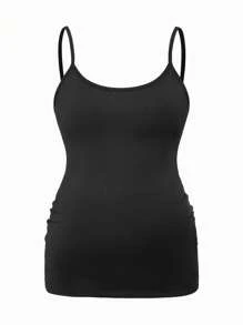 SHEIN Maternity Solid Color Casual Camisole, Versatile Spring Women's Clothing - Black - View 6